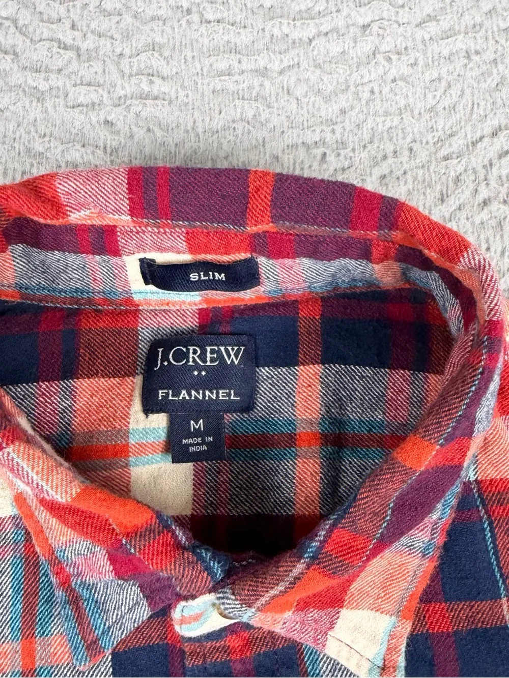 J Crew Flannel Shirt Mens Medium Multicolor Plaid Slim Fit Long Sleeve Preppy